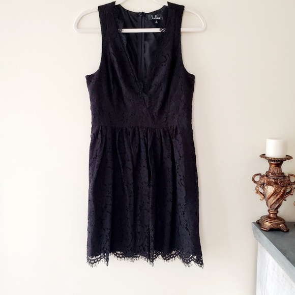 Lulu's In This Moment Lace Skater Dress Black M - Picture 2 of 4